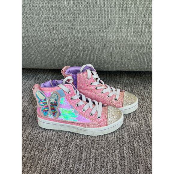Girls Skechers flip kicks high top size 2 - Picture 1 of 9